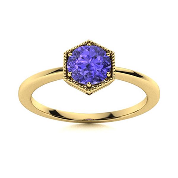 Natural 0.71 CTW Tanzanite Solitaire Ring 14K Yellow Gold