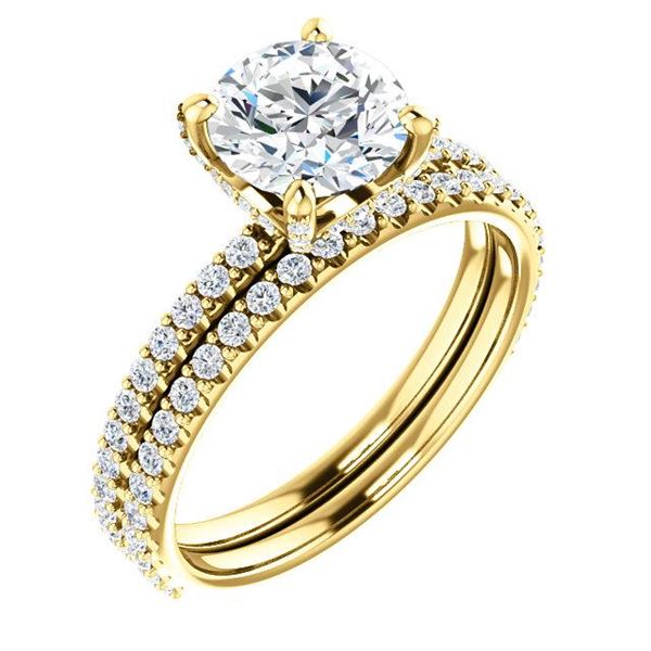 Natural 2.12 CTW Round Cut Hidden Halo Diamond Engagement Ring 14KT Yellow Gold
