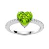 Image 1 : Natural 0.71 CTW Peridot & Diamond Engagement Ring 18K White Gold
