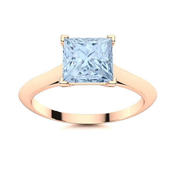 Natural 0.86 CTW Aquamarine Solitaire Ring 14K Rose Gold