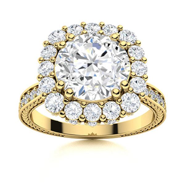 Natural 2.58 CTW Diamond Solitaire Ring 18K Yellow Gold