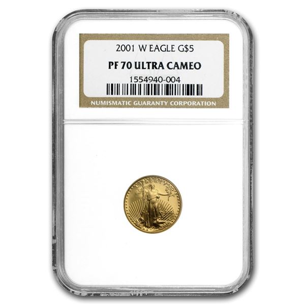 2001-W 1/10 oz Proof Gold American Eagle PF-70 NGC