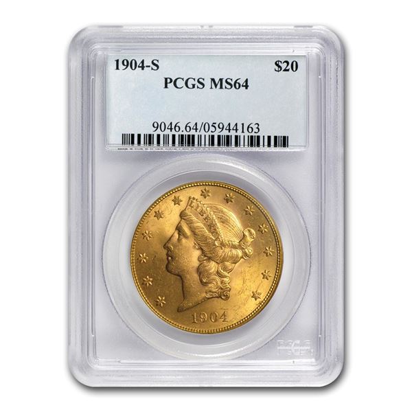 1904-S $20 Liberty Gold Double Eagle MS-64 PCGS