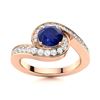Image 1 : Natural 1.40 CTW Sapphire & Diamond Engagement Ring 18K Rose Gold