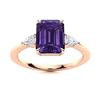 Image 1 : Natural 2.35 CTW Amethyst & Diamond Engagement Ring 14K Rose Gold