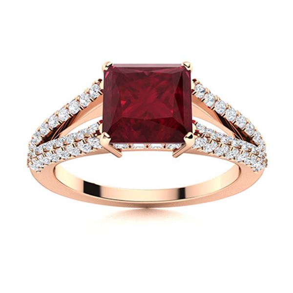 Natural 1.39 CTW Ruby & Diamond Engagement Ring 14K Rose Gold