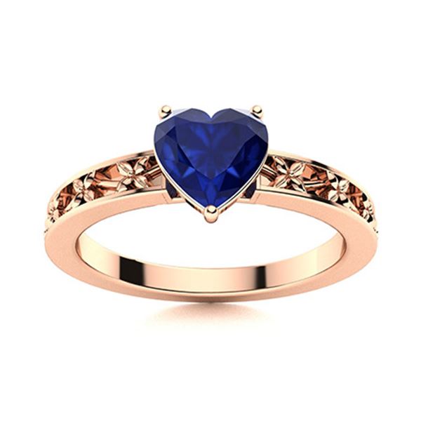 Natural 0.59 CTW Sapphire Solitaire Ring 18K Rose Gold
