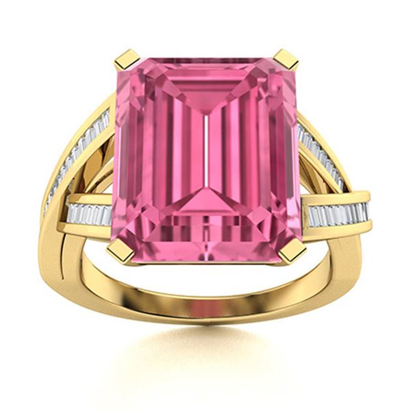 Natural 4.42 CTW Tourmaline & Diamond Engagement Ring 18K Yellow Gold