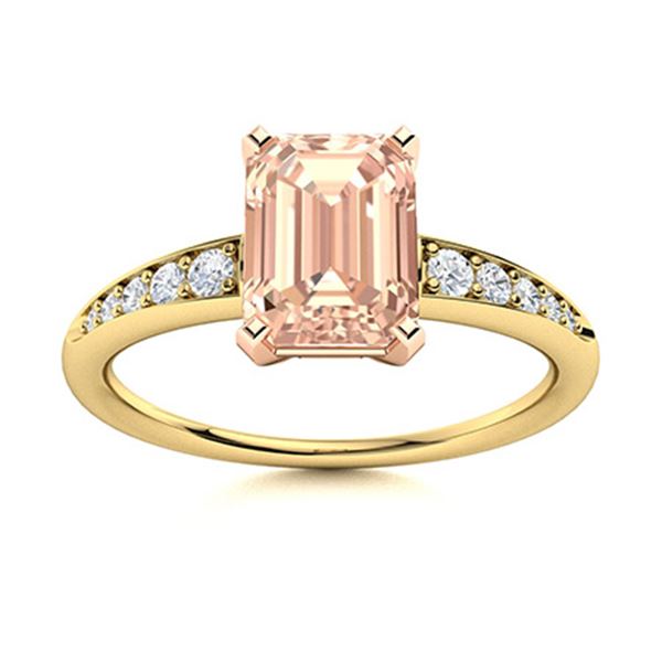 Natural 2.69 CTW Morganite & Diamond Engagement Ring 14K Yellow Gold