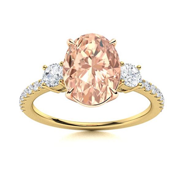 Natural 4.63 CTW Morganite & Diamond Engagement Ring 18K Yellow Gold
