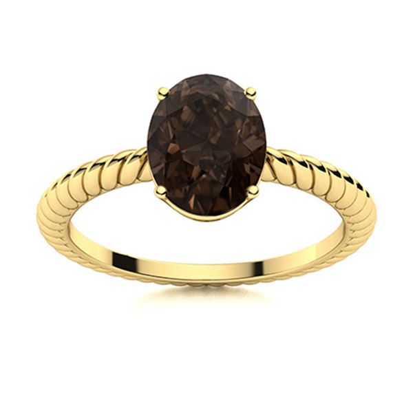 Natural 1.43 CTW Smoky Quartz Solitaire Ring 18K Yellow Gold