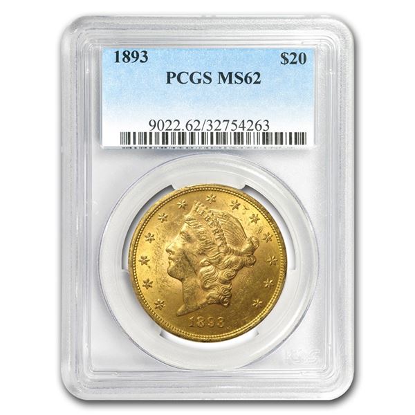 1893 $20 Liberty Gold Double Eagle MS-62 PCGS