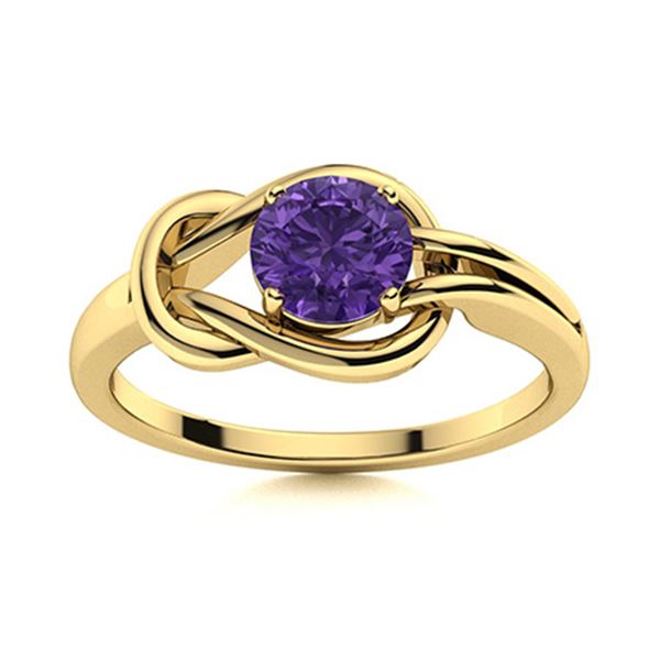 Natural 1.21 CTW Amethyst Solitaire Ring 14K Yellow Gold