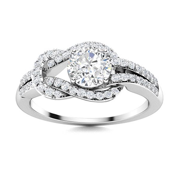 Natural 0.90 CTW Diamond Solitaire Ring 18K White Gold