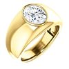 Image 1 : Natural 0.77 CTW Men's Oval Cut Solitaire Diamond Ring 14KT Yellow Gold