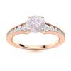 Image 1 : Natural 1.66 CTW Rose Quartz & Diamond Engagement Ring 18K Rose Gold