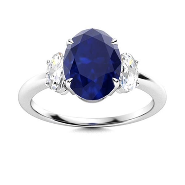 Natural 1.87 CTW Sapphire & Diamond Engagement Ring 14K White Gold