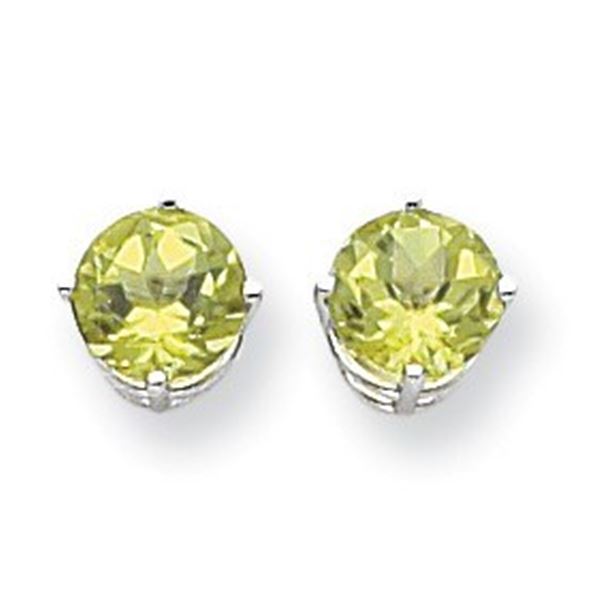14k White Gold 7 mm Peridot Earrings