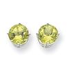 Image 2 : 14k White Gold 7 mm Peridot Earrings
