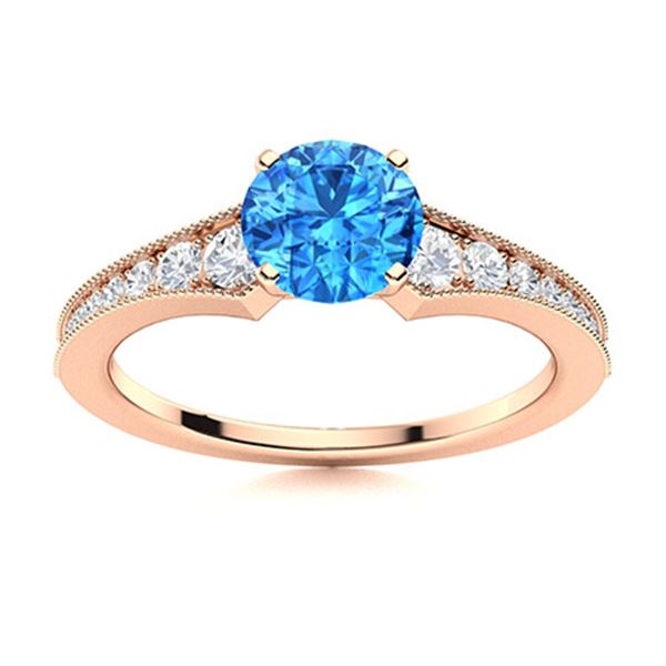 Natural 1.46 CTW Topaz & Diamond Engagement Ring 18K Rose Gold
