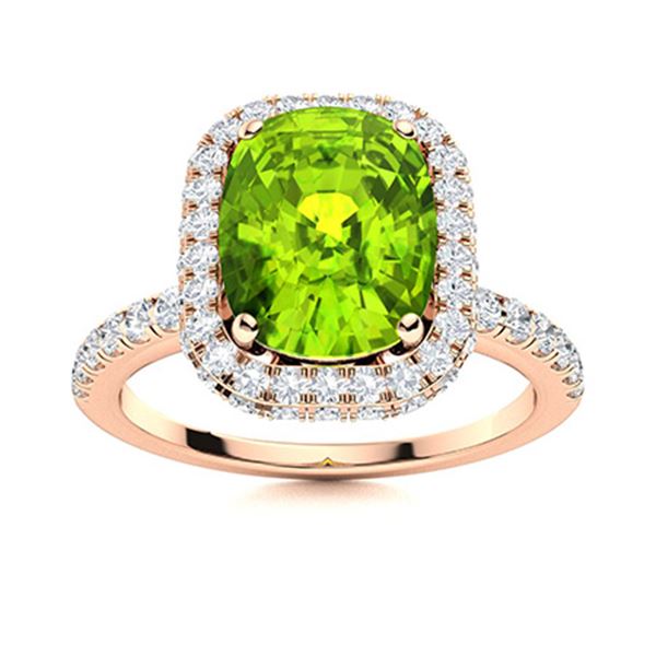 Natural 2.80 CTW Peridot & Diamond Engagement Ring 14K Rose Gold