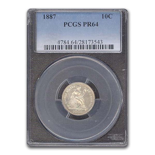 1887 Liberty Seated Dime PR-64 PCGS