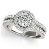 Image 1 : Natural 1.5 ctw Diamond Solitaire Halo Ring 14k White Gold
