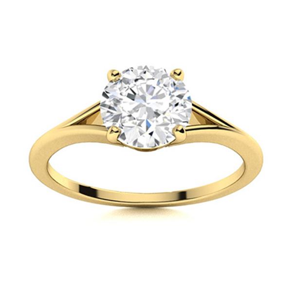 Natural 0.82 CTW Diamond Solitaire Ring 18K Yellow Gold