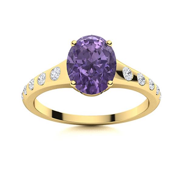 Natural 2.29 CTW Iolite & Diamond Engagement Ring 18K Yellow Gold