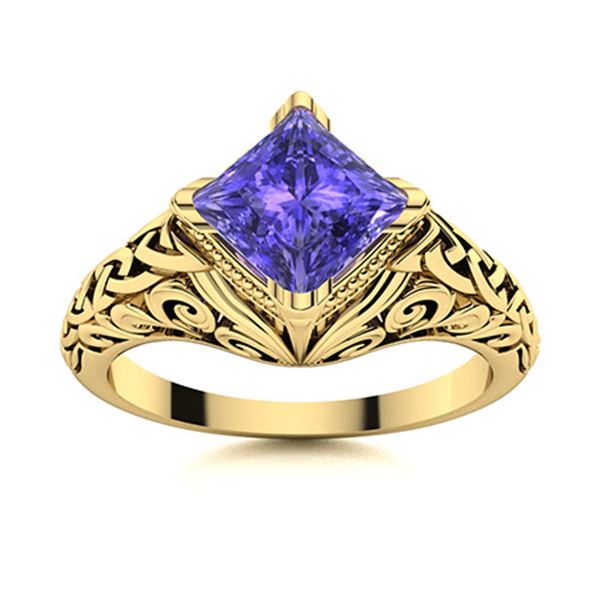 Natural 0.61 CTW Tanzanite Solitaire Ring 14K Yellow Gold