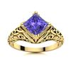 Image 1 : Natural 0.61 CTW Tanzanite Solitaire Ring 14K Yellow Gold
