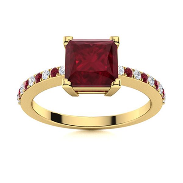 Natural 1.05 CTW Ruby & Diamond  Engagement Ring 18K Yellow Gold