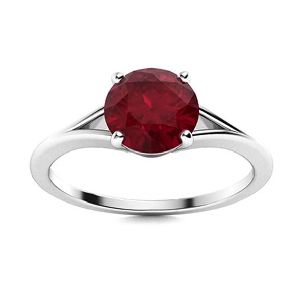 Natural 1.31 CTW Ruby Solitaire Ring 14K White Gold
