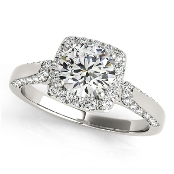 Natural 1.5 ctw Diamond Solitaire Halo Ring 14k White Gold