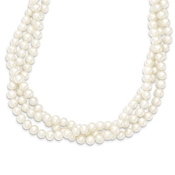 14k Gold 6-7 mm 3-Strand Cultured Pearl Necklace