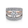 Image 1 : Natural 3.02 CTW Round Cut Pave Set Split Shank Engagement Ring 18KT Two Tone