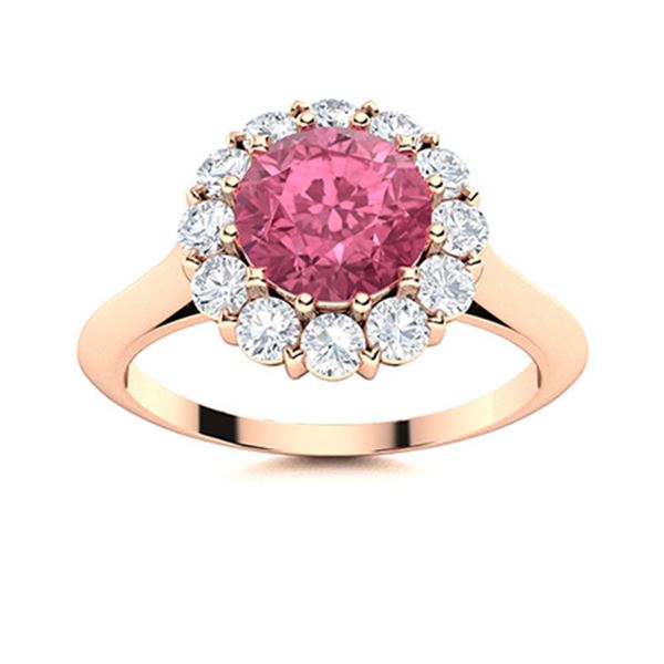 Natural 1.48 CTW Tourmaline & Diamond Engagement Ring 18K Rose Gold