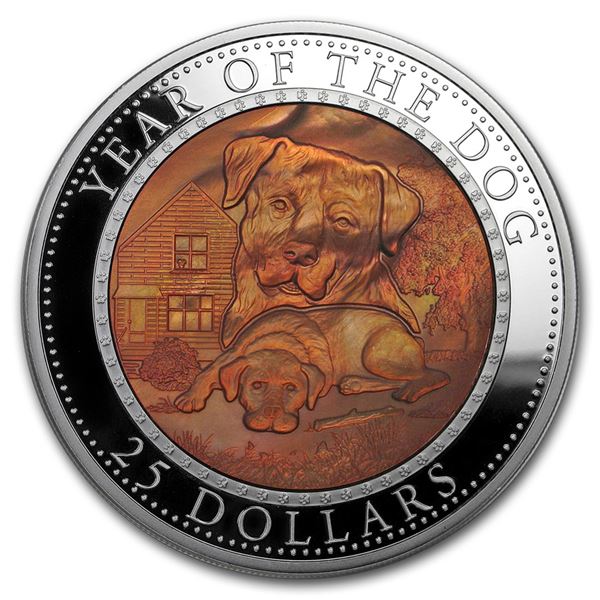 2018 Solomon Islands 5 oz Silver Mother of Pearl Year of the Dog