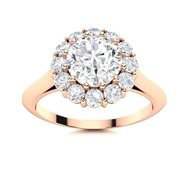 Natural 1.43 CTW Diamond Solitaire Ring 14K Rose Gold