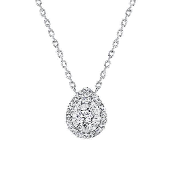 Natural 0.57 CTW Tear Drop Diamond Necklace 18KT White Gold
