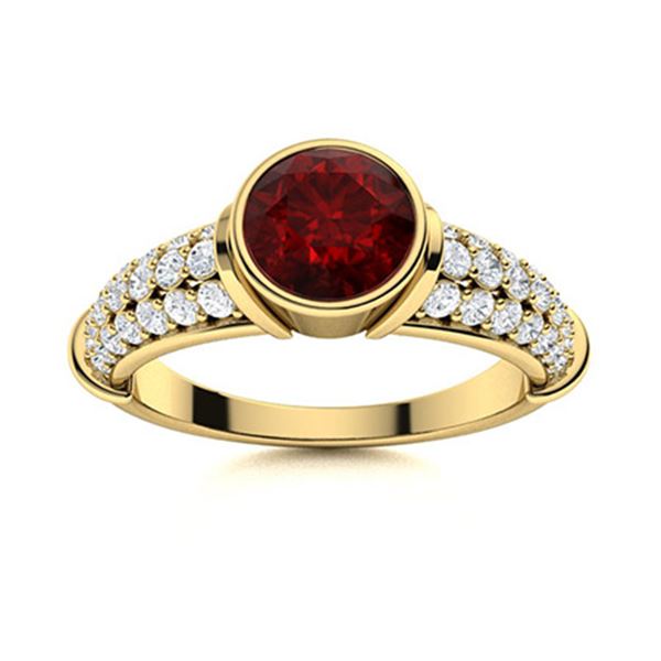 Natural 1.96 CTW Garnet & Diamond Engagement Ring 14K Yellow Gold