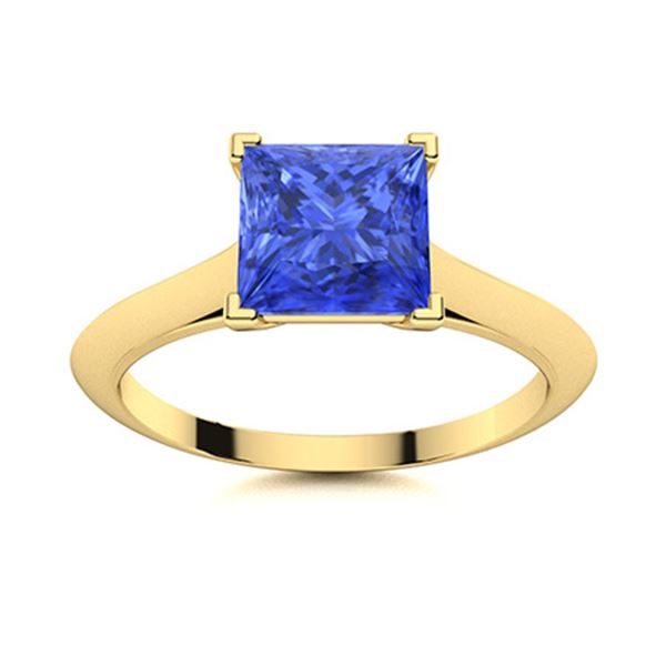 Natural 0.66 CTW Ceylon Sapphire Solitaire Ring 14K Yellow Gold
