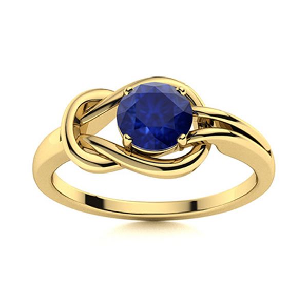 Natural 0.77 CTW Sapphire Solitaire Ring 18K Yellow Gold