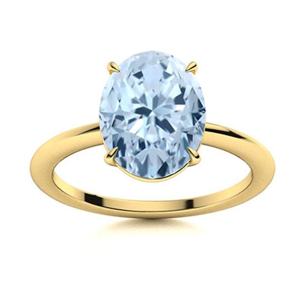 Natural 3.06 CTW Aquamarine Solitaire Ring 14K Yellow Gold