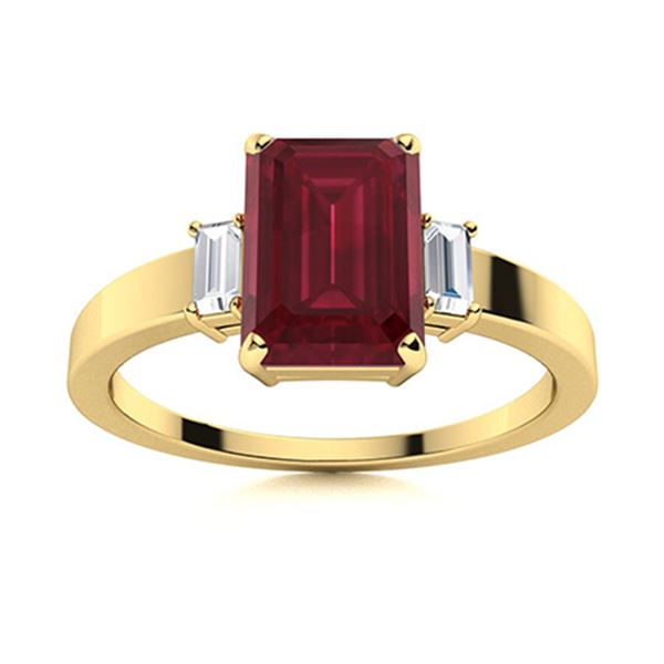 Natural 1.63 CTW Ruby & Diamond Engagement Ring 18K Yellow Gold