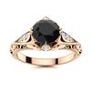 Image 1 : Natural 0.84 CTW Onyx & Diamond Engagement Ring 18K Rose Gold