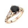 Image 2 : Natural 0.84 CTW Onyx & Diamond Engagement Ring 18K Rose Gold