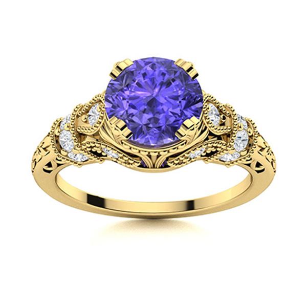 Natural 1.75 CTW Tanzanite & Diamond Engagement Ring 14K Yellow Gold