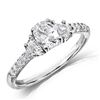 Natural 2.02 CTW Oval Cut & Half Moon Diamond Engagement Ring 18KT White Gold