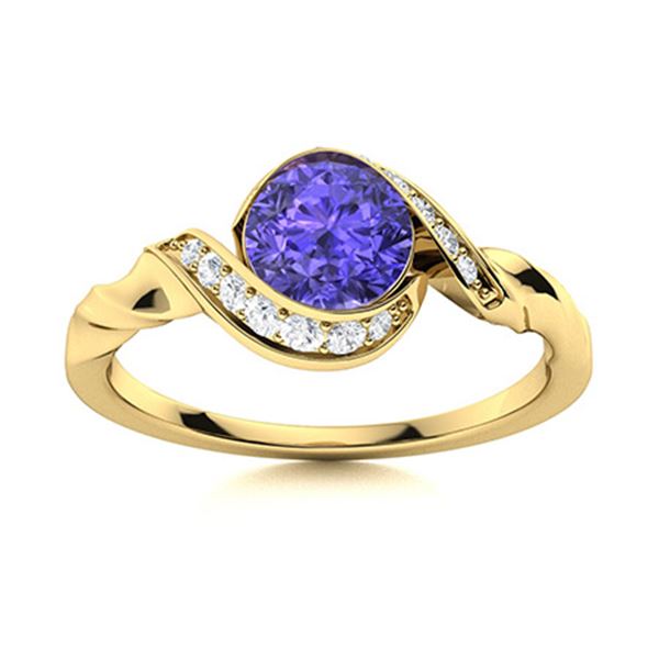 Natural 1.35 CTW Tanzanite & Diamond Engagement Ring 18K Yellow Gold